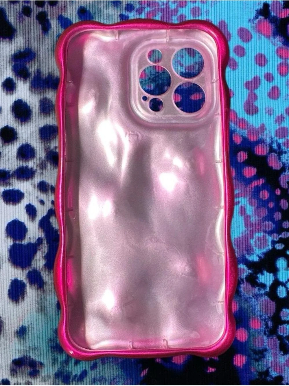 Hot Pink Jeweled Phone Case with Pearl Strap